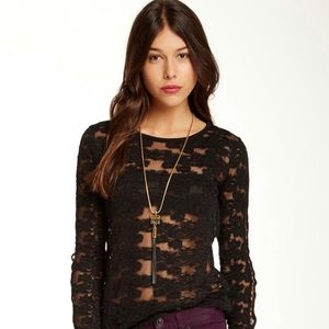 NWT Free People Floral Lace Long Sleeve Top